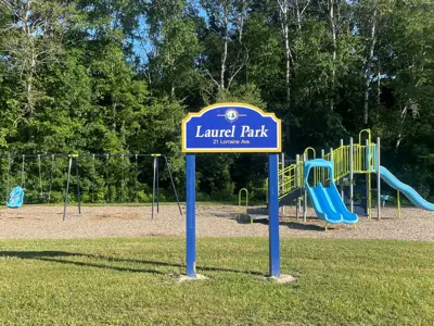 Laurel Park playground, accessible play structure and greenspace