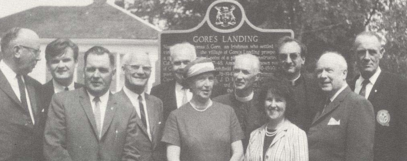 dignitaries posing for the unveiling of a plaque in 1968