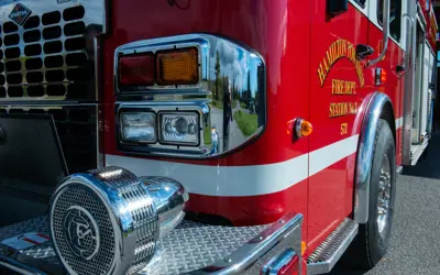 Fire truck labelled "Hamilton Township fire department" focused on the front corner of the truck