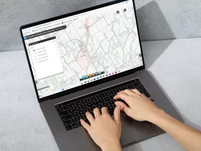 Person on a computer using the arcGIS application